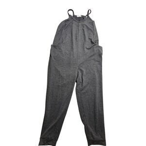 T|S By Thrive Jumpsuit Women S Charcoal Gray Heathered V-Neck Jogger Pocket